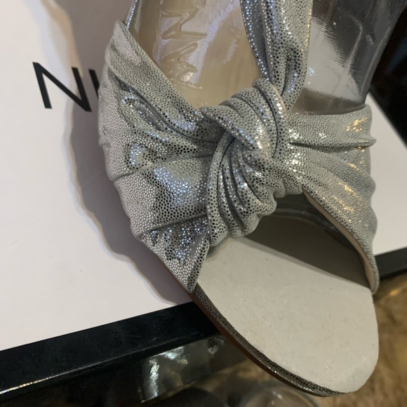 NINE WEST Ultana Metallic Heeled Women’s Sandals Silver-Metallic Size 11M - Picture 10 of 14